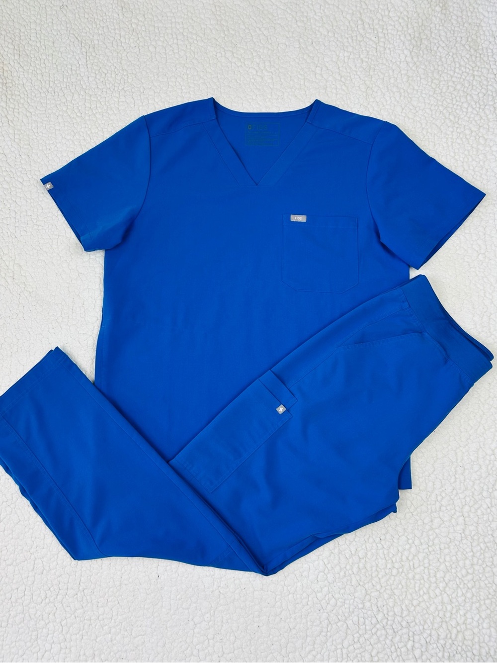FIGS Scrub Set Technical Collection Men's L Royal Blue Top Straight Leg Pants